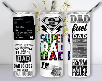 Super Dad, Super Papa Funny Dad Tumbler Wrap 20oz Skinny Design Sublimation PNG Dad Tumbler Father's Day Design Cool Dad Jokes Wrap Tumbler For Dad Sublimation PixelChick 