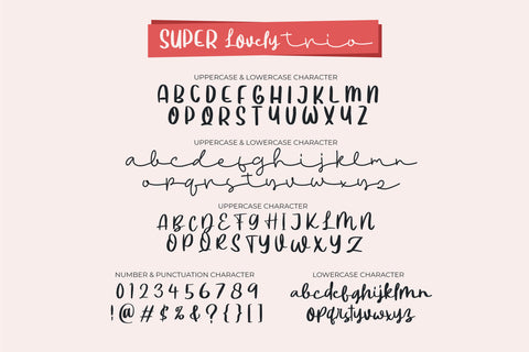 Super Lovely Trio - Cute Handwritten Font Font ahweproject 