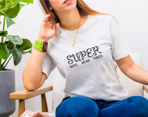 Super Mom Super Wife Super Tired SVG Bundle, 4 Designs, Funny Mom Life SVG, Mother's Day SVG, Funny Mom Quote SVG, Sarcastic Mom Quote SVG Files SVG HappyDesignStudio 