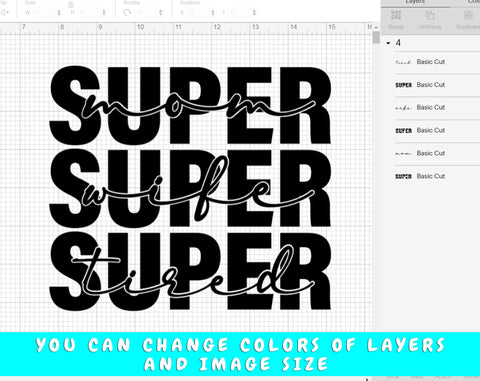 Super Mom Super Wife Super Tired SVG Bundle, 4 Designs, Funny Mom Life SVG, Mother's Day SVG, Funny Mom Quote SVG, Sarcastic Mom Quote SVG Files SVG HappyDesignStudio 