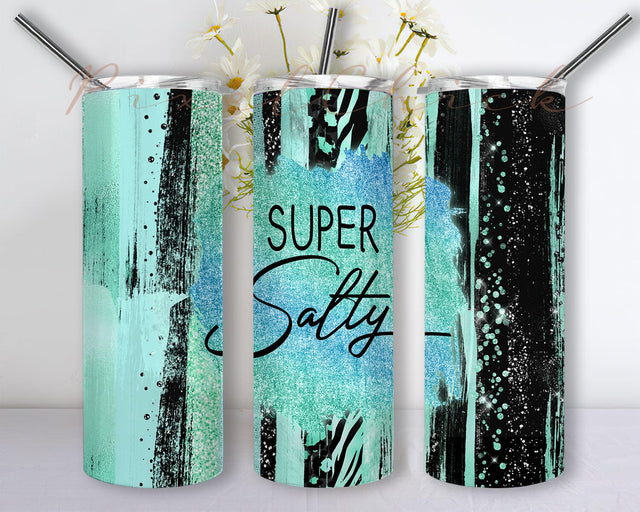Super Salty 20oz Skinny Tumbler, Beach Vacation Design Tumbler, Funny Glitter Tumbler Png, Digital Download Sublimation PixelChick 
