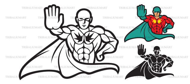 Superhero gesturing stop SVG TribaliumArtSF 