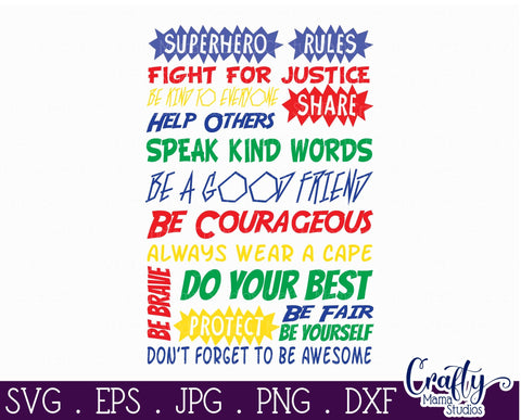 Superhero Svg - Superhero Rules SVG - Be Kind Svg SVG Crafty Mama Studios 