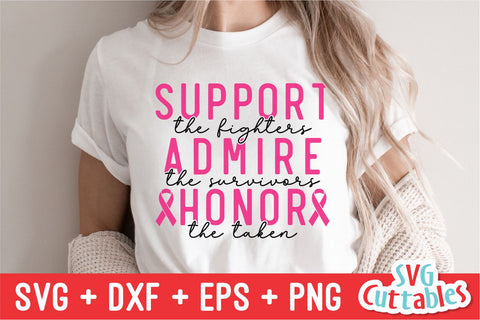 Support Admire Honor svg - Breast Cancer Awareness - svg - dxf - eps - png - Cut File - Silhouette - Cricut - Digital File SVG Svg Cuttables 