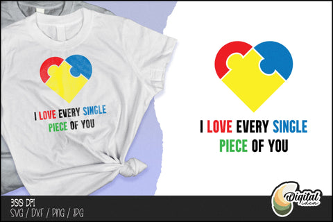 Support Autism | T-Shirt Design | Colourful Quotes&Puzzles SVG Evgenyia Guschina 