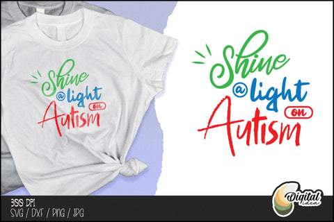 Support Autism | T-Shirt Design | Colourful Quotes&Puzzles SVG Evgenyia Guschina 