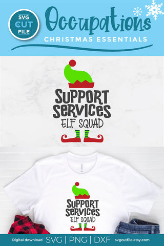 Support Services svg with Christmas elf design SVG SVG Cut File 