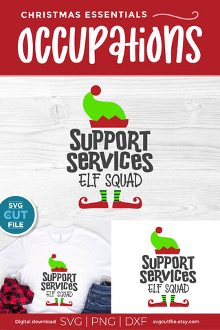 Support Services svg with Christmas elf design SVG SVG Cut File 