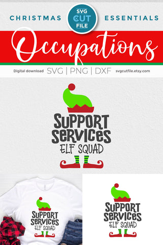 Support Services svg with Christmas elf design SVG SVG Cut File 