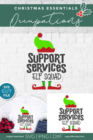 Support Services svg with Christmas elf design SVG SVG Cut File 