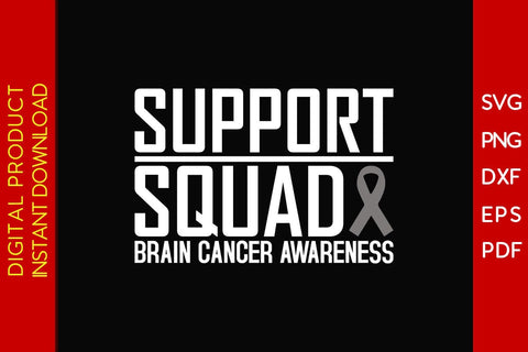 Support Squad Brain Cancer Awareness SVG PNG PDF Cut File SVG Creativedesigntee 