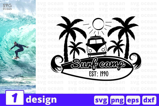 Surf camp EST- 1990 SVG Cut File SVG SvgOcean 