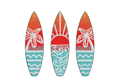 Surfboard Embroidery Design, Summer Beach Embroidery File, 3 sizes, Instant Download Embroidery/Applique DESIGNS Nino Nadaraia 