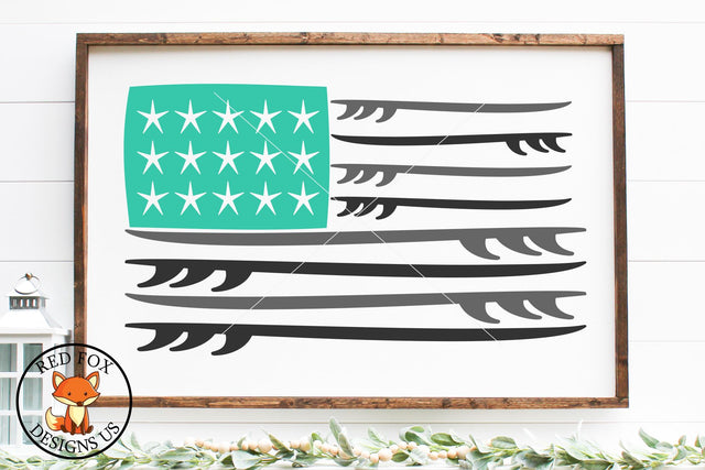 Surfboard Flag SVG | Summer Cut File | Beach Flag Design SVG RedFoxDesignsUS 