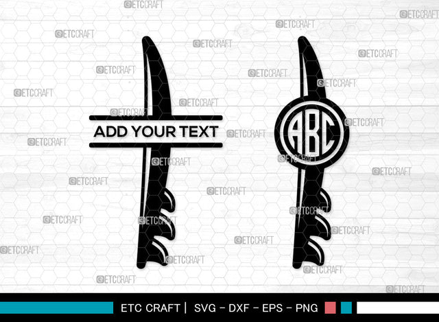 Surfboard Mnogram SVG, Split Mnogram SVG, Boogie Board Svg, Beach Board Icon Svg, Surfer Svg, Ocean Sports Svg, Surfboard SVG ETC Craft 