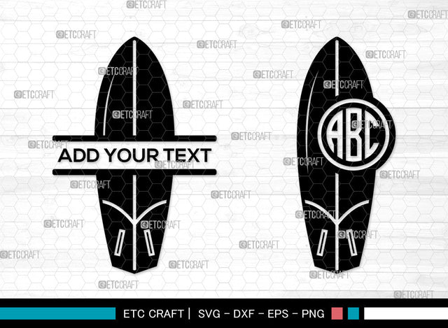 Surfboard Mnogram SVG, Split Mnogram SVG, Boogie Board Svg, Beach Board Icon Svg, Surfer Svg, Ocean Sports Svg, Surfboard SVG ETC Craft 