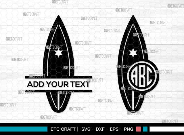 Surfboard Mnogram SVG, Split Mnogram SVG, Boogie Board Svg, Beach Board Icon Svg, Surfer Svg, Ocean Sports Svg, Surfboard SVG ETC Craft 