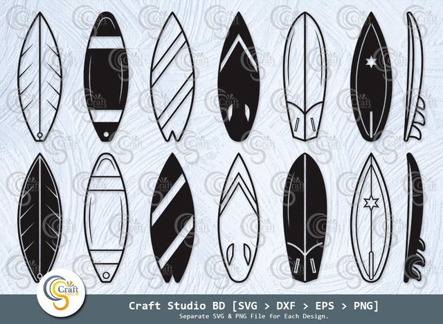 Surfboard Silhouette, Surfboard SVG, Boogie Board Svg, Beach Board Icon Svg, Surfer Svg, Ocean Sports Svg, Surfboard Bundle SVG ETC Craft 