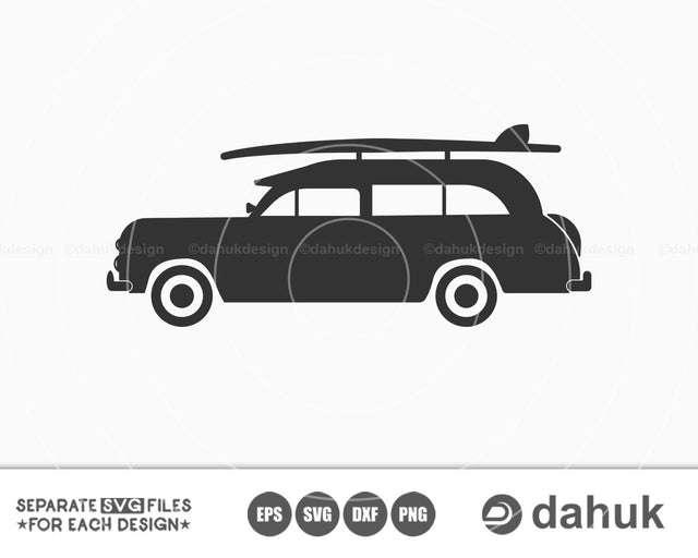 Surfer car SVG, Cut file, Surfing svg, Surf Car Symbol, for silhouette, svg, eps, dxf, png, clipart cricut design space, vinyl cut files SVG dahukdesign 