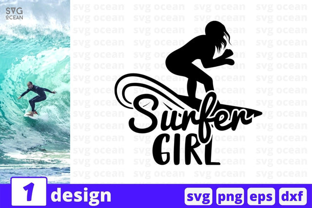 Surfer girl SVG Cut File SVG SvgOcean 