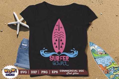 Surfer girl svg, Summer svg, Beach svg, Png, Dxf SVG Wowsvgstudio 