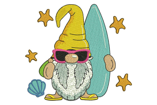 Surfer Gnome Embroidery Design, Sport Embroidery Design, Summer Embroidery Design Embroidery/Applique DESIGNS NextEmbroidery 