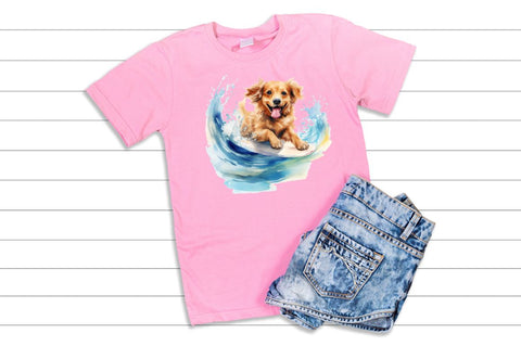 Surfing Cute Dog Watercolor Sublimation Sublimation Regulrcrative 