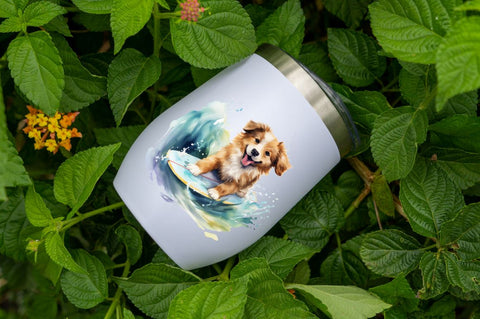 Surfing Cute Dog Watercolor Sublimation Sublimation Regulrcrative 