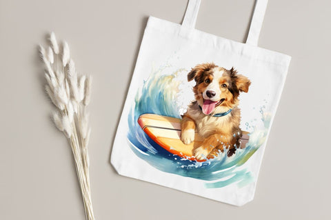 Surfing Cute Dog Watercolor Sublimation Sublimation Regulrcrative 