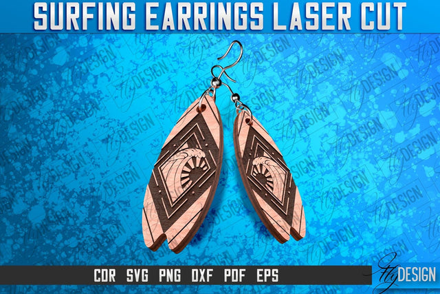 Surfing Earrings Laser Cut SVG | Accessories Laser Cut SVG Design | CNC Files SVG Fly Design 