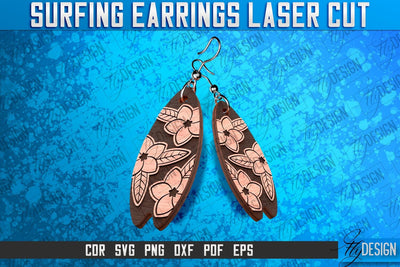 Surfing Earrings Laser Cut SVG | Accessories Laser Cut SVG Design | CNC Files SVG Fly Design 