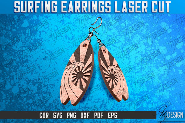 Surfing Earrings Laser Cut SVG | Accessories Laser Cut SVG Design | CNC Files SVG Fly Design 