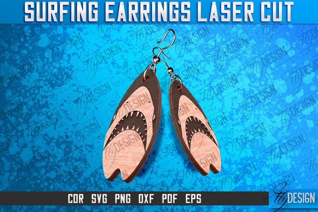 Surfing Earrings Laser Cut SVG | Accessories Laser Cut SVG Design | CNC Files SVG Fly Design 
