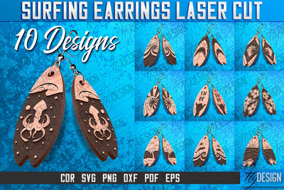Surfing Earrings Laser Cut SVG | Accessories Laser Cut SVG Design | CNC Files SVG Fly Design 