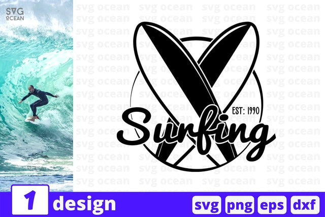 Surfing EST- 1990 SVG Cut File SVG SvgOcean 