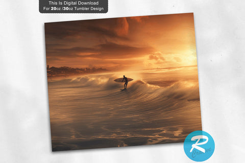 Surfing In Beach 20 Oz / 30 Oz Tumbler PNG Sublimation Regulrcrative 