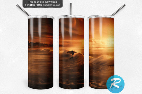 Surfing In Beach 20 Oz / 30 Oz Tumbler PNG Sublimation Regulrcrative 