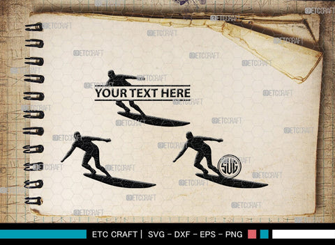 Surfing Monogram, Surfing Silhouette, Surfing SVG, Surfboard Svg, Surf svg, Beach svg, SB00132 SVG ETC Craft 