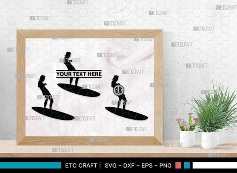Surfing Monogram, Surfing Silhouette, Surfing SVG, Surfboard Svg, Surf svg, Beach svg, SB00132 SVG ETC Craft 