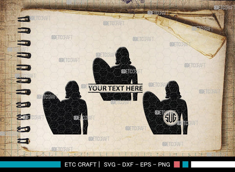 Surfing Monogram, Surfing Silhouette, Surfing SVG, Surfboard Svg, Surf svg, Beach svg, SB00132 SVG ETC Craft 