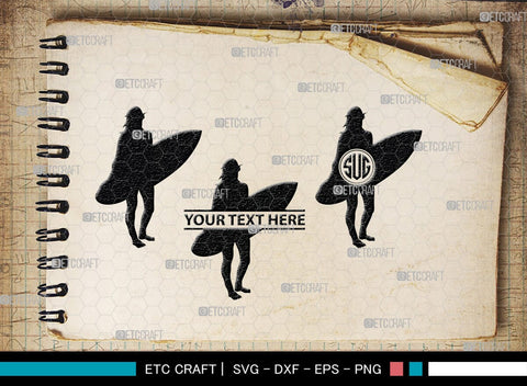 Surfing Monogram, Surfing Silhouette, Surfing SVG, Surfboard Svg, Surf svg, Beach svg, SB00132 SVG ETC Craft 