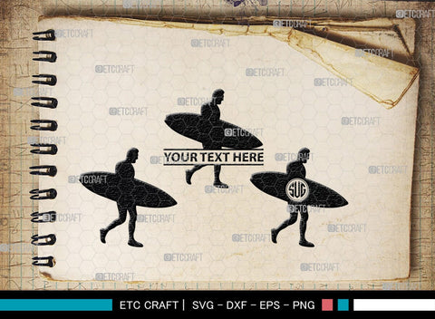 Surfing Monogram, Surfing Silhouette, Surfing SVG, Surfboard Svg, Surf svg, Beach svg, SB00132 SVG ETC Craft 