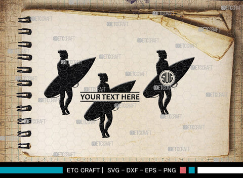 Surfing Monogram, Surfing Silhouette, Surfing SVG, Surfboard Svg, Surf svg, Beach svg, SB00132 SVG ETC Craft 