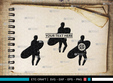 Surfing Monogram, Surfing Silhouette, Surfing SVG, Surfboard Svg, Surf svg, Beach svg, SB00132 SVG ETC Craft 