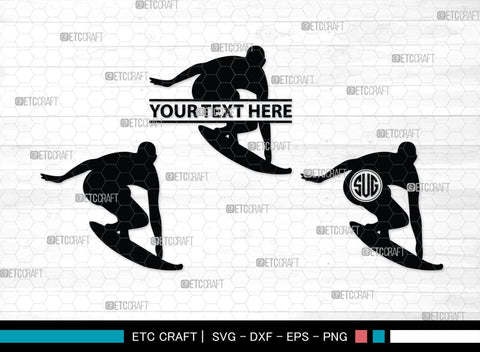 Surfing Monogram, Surfing Silhouette, Surfing SVG, Surfboard Svg, Surf svg, Beach svg, SB00132 SVG ETC Craft 