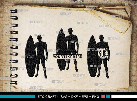 Surfing Monogram, Surfing Silhouette, Surfing SVG, Surfboard Svg, Surf svg, Beach svg, SB00132 SVG ETC Craft 