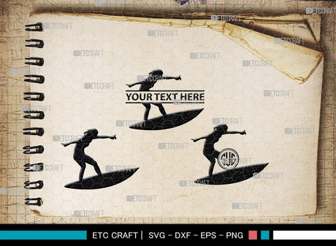 Surfing Monogram, Surfing Silhouette, Surfing SVG, Surfboard Svg, Surf svg, Beach svg, SB00132 SVG ETC Craft 