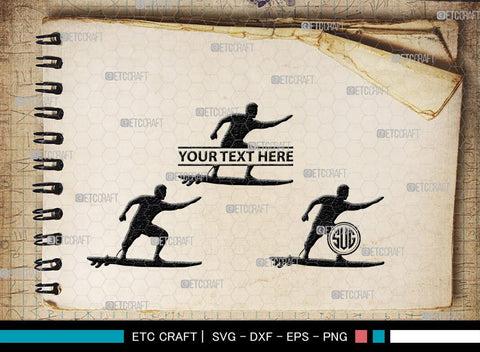 Surfing Monogram, Surfing Silhouette, Surfing SVG, Surfboard Svg, Surf svg, Beach svg, SB00132 SVG ETC Craft 