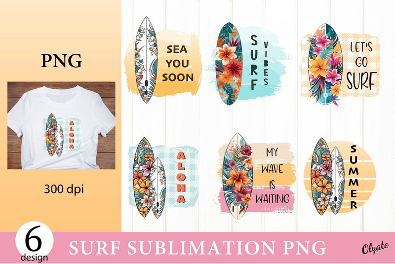 Surfing PNG Bundle. Surf Quotes Bundle. Surf Board PNG Sublimation Olga Terlyanskaya 