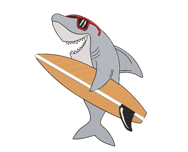 Surfing Shark Machine Embroidery Design Embroidery/Applique DESIGNS Canada Embroidery 